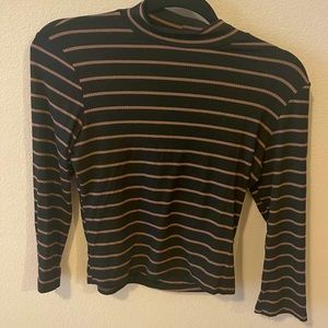 Black/tan striped Mock Turtleneck